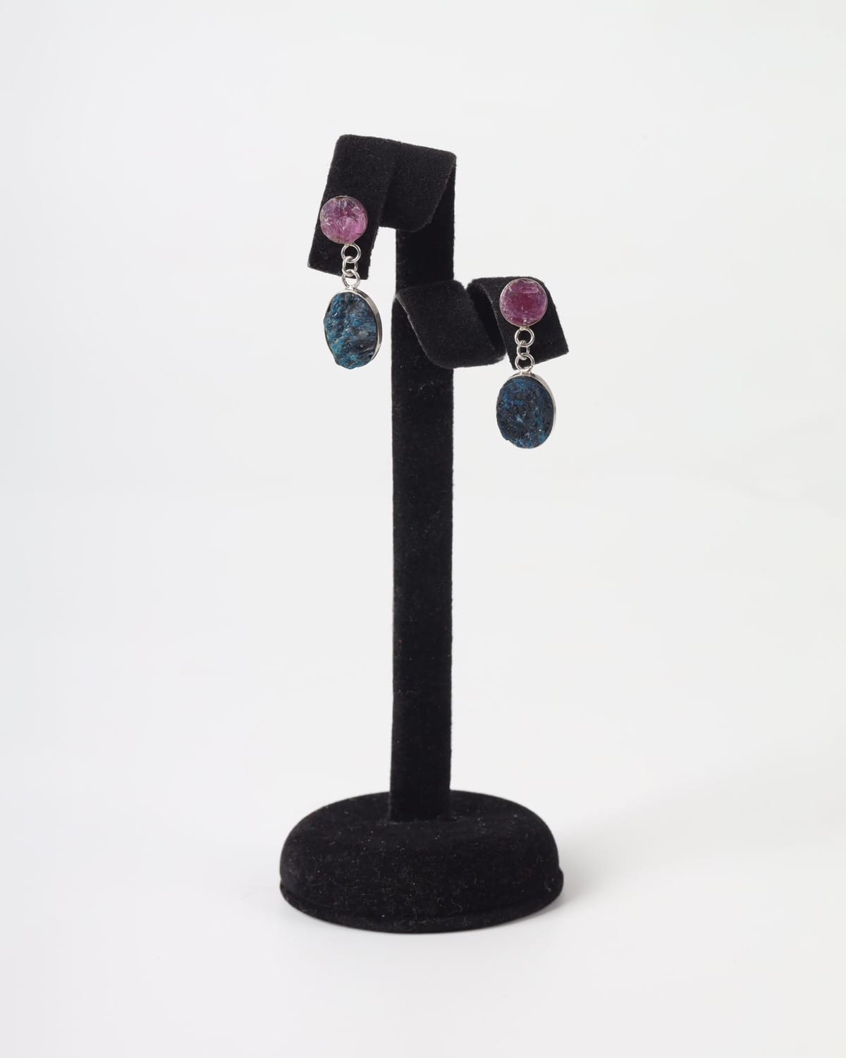 Blue Pink Gemstone Earrings