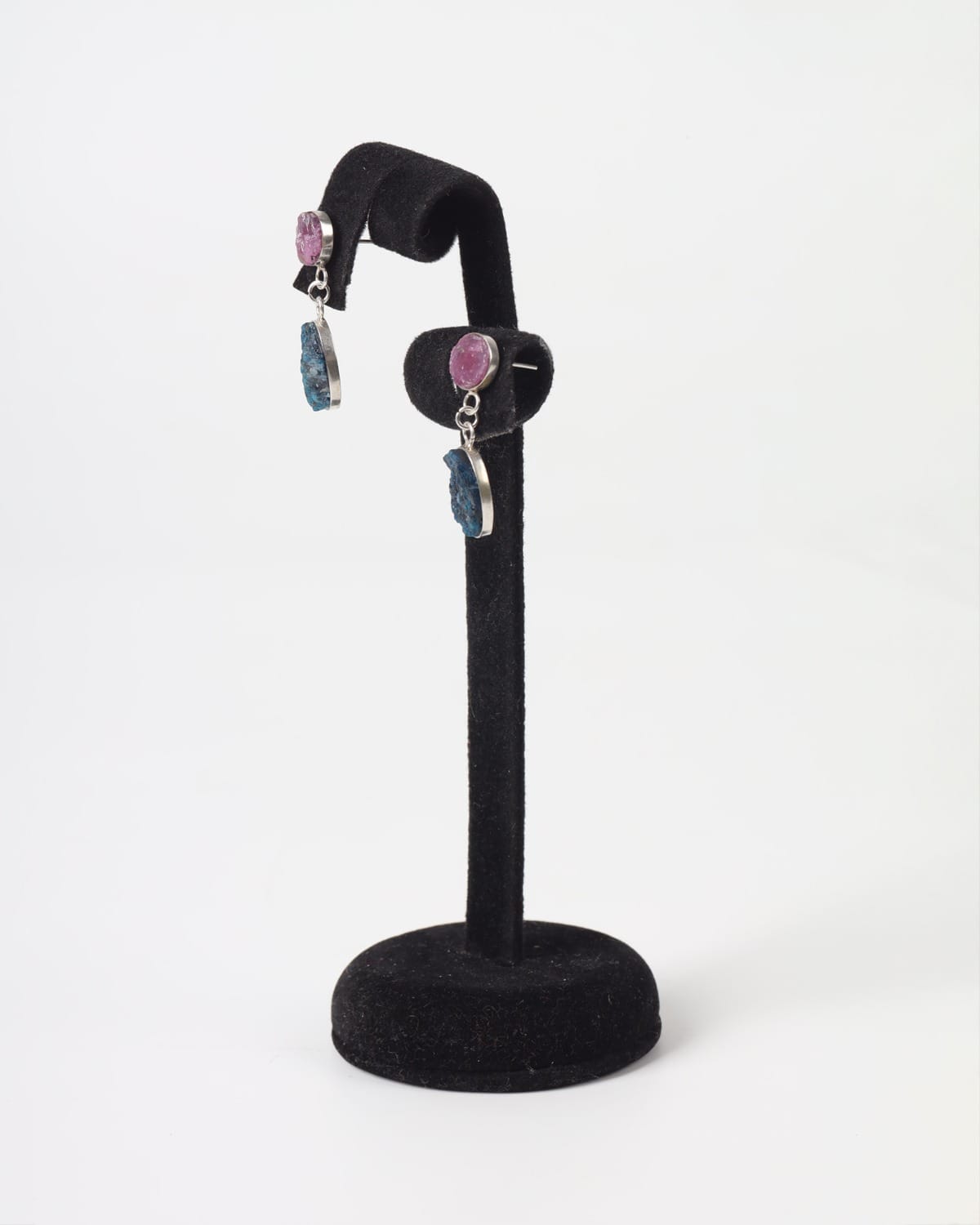 Blue Pink Gemstone Earrings