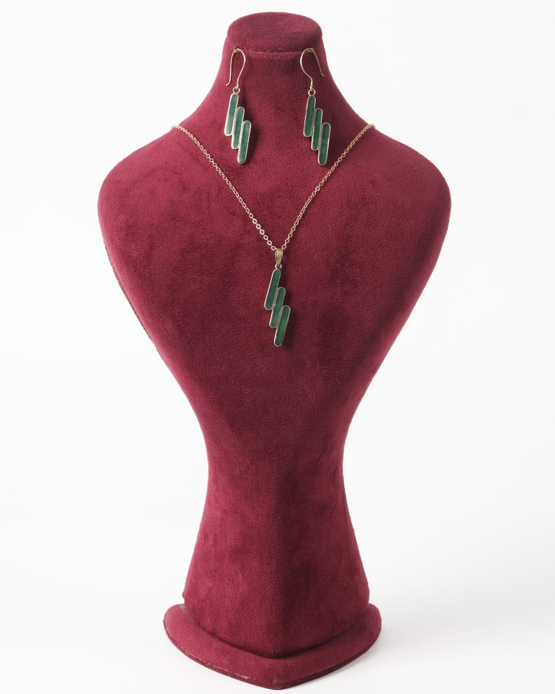 Green Agate Necklace & Earrings Set