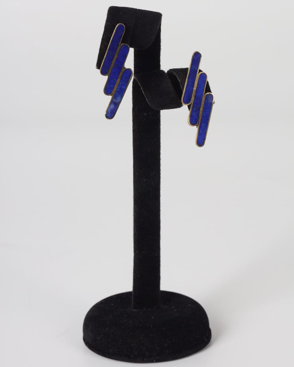Lapis Lazuli Brass Necklace with Matching Earrings, Semi Classical