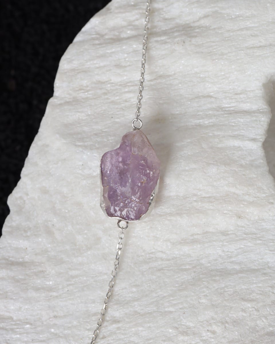 Handmade Amethyst Silver Bracelet