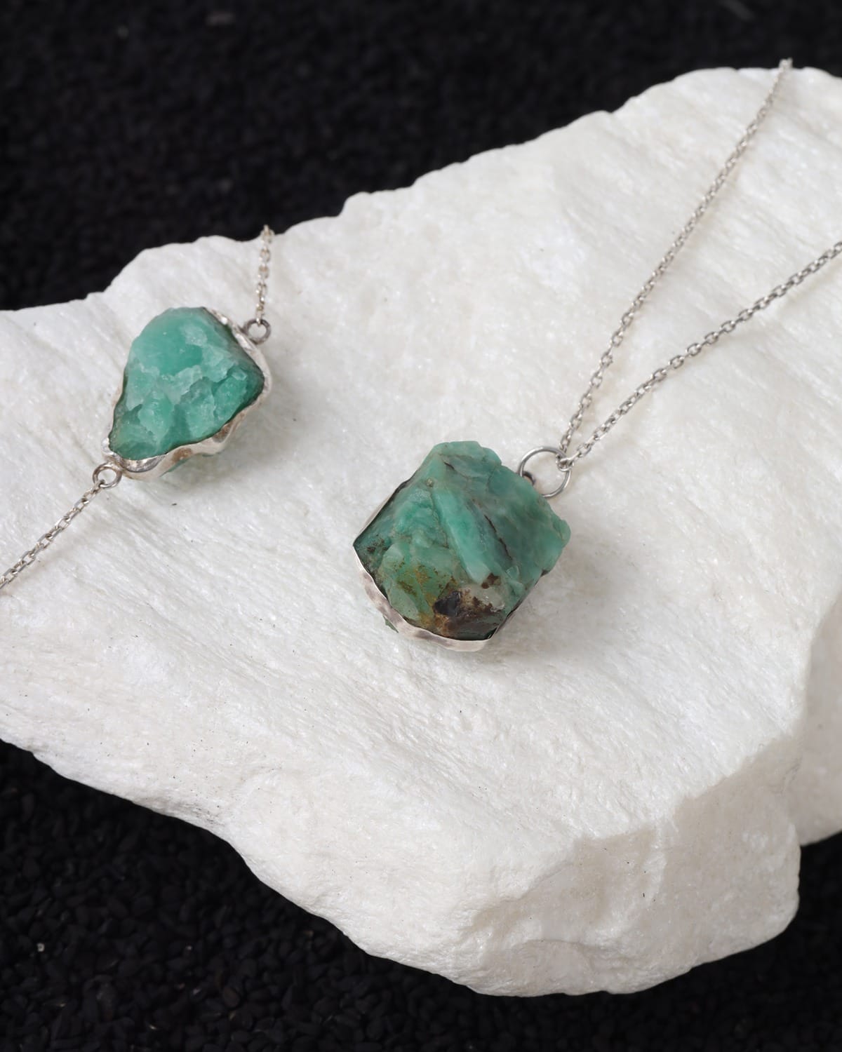 Handcrafted Emerald Bracelet & Necklace Set