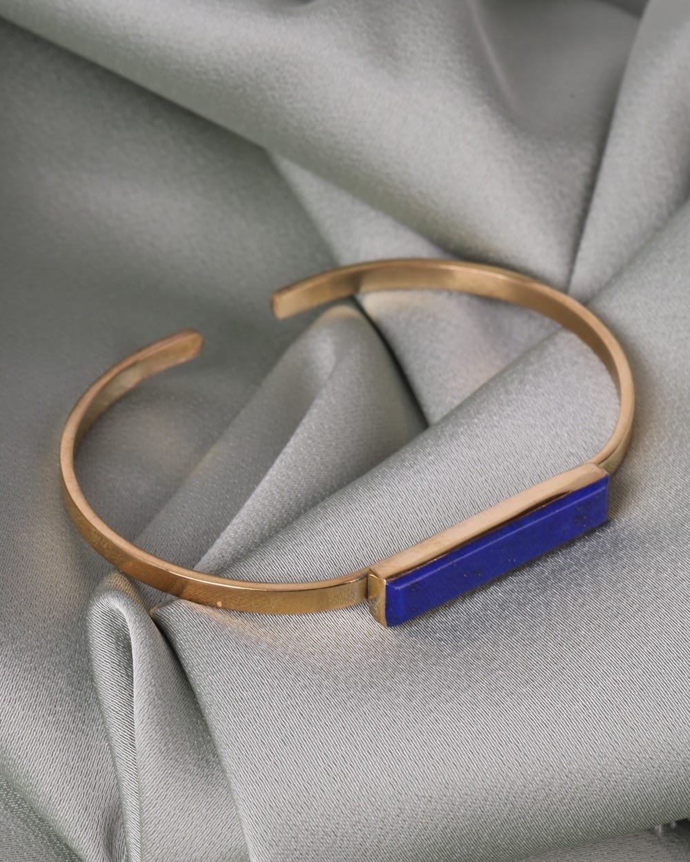 Deep Blue Lapis Brass Cuff