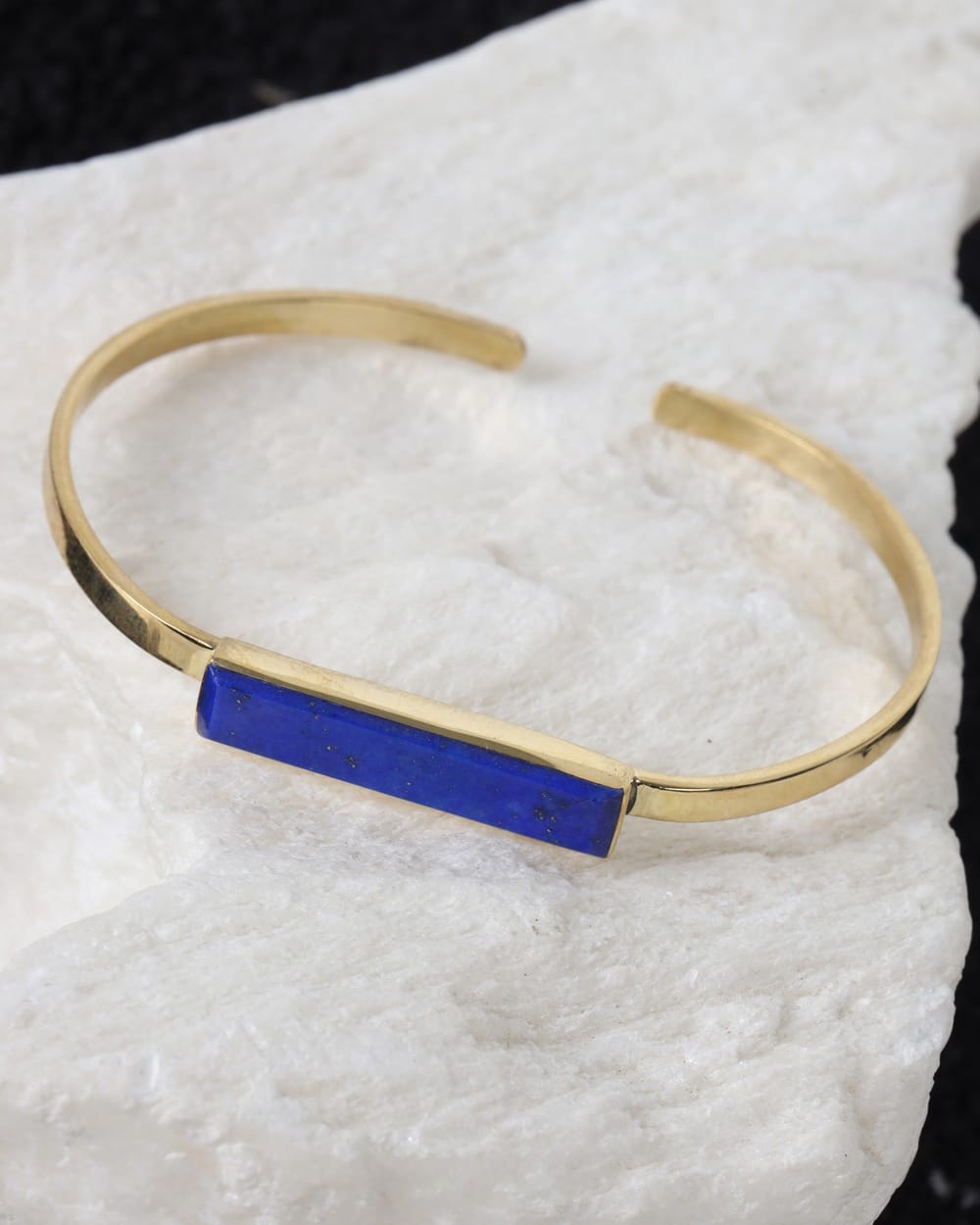 Deep Blue Lapis Brass Cuff