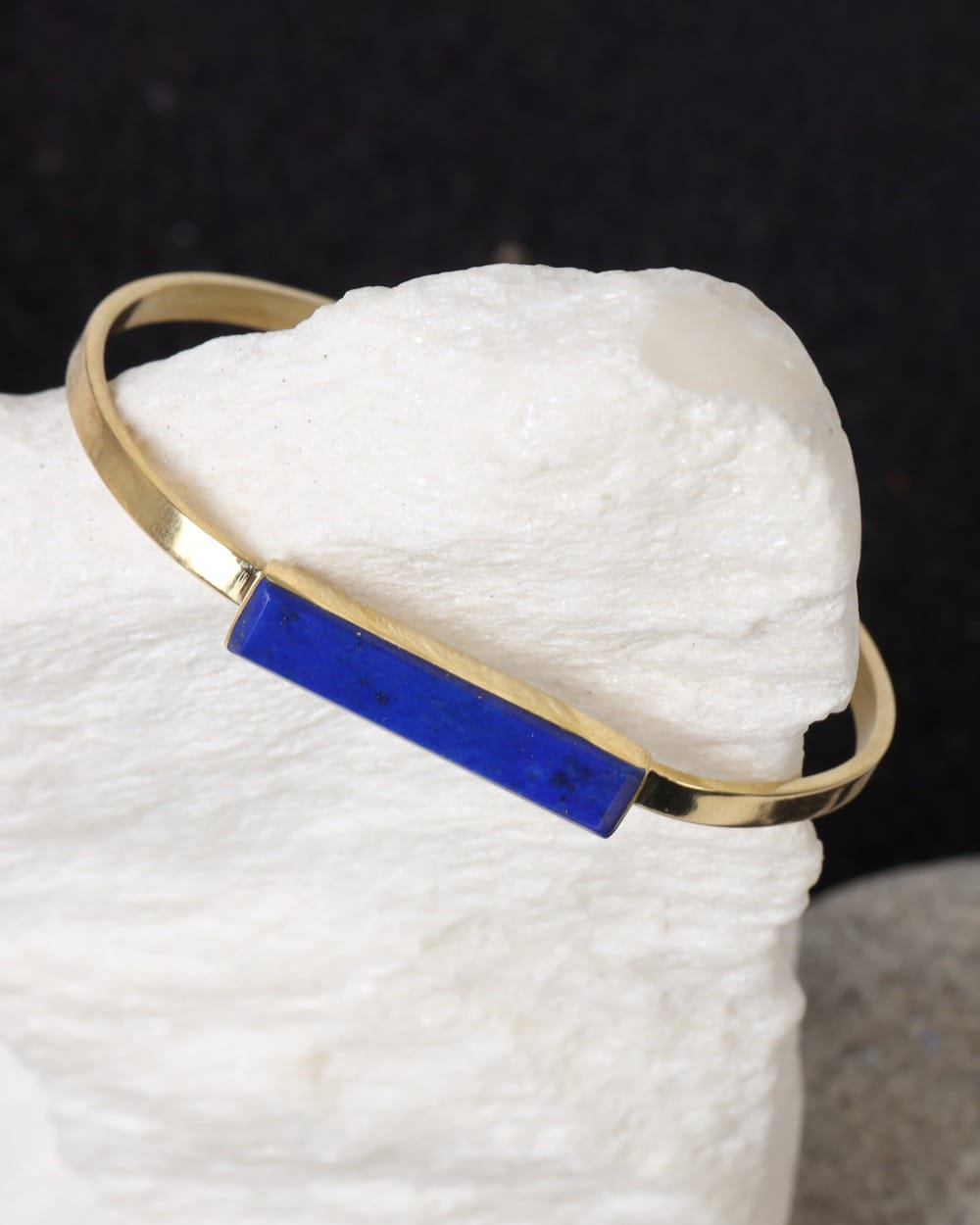 Deep Blue Lapis Brass Cuff