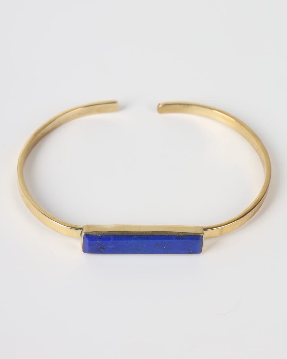 Deep Blue Lapis Brass Cuff