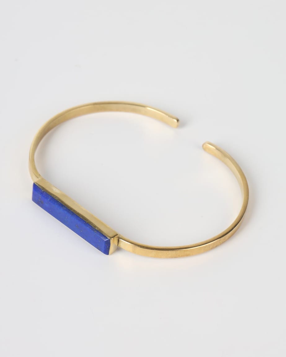 Deep Blue Lapis Brass Cuff