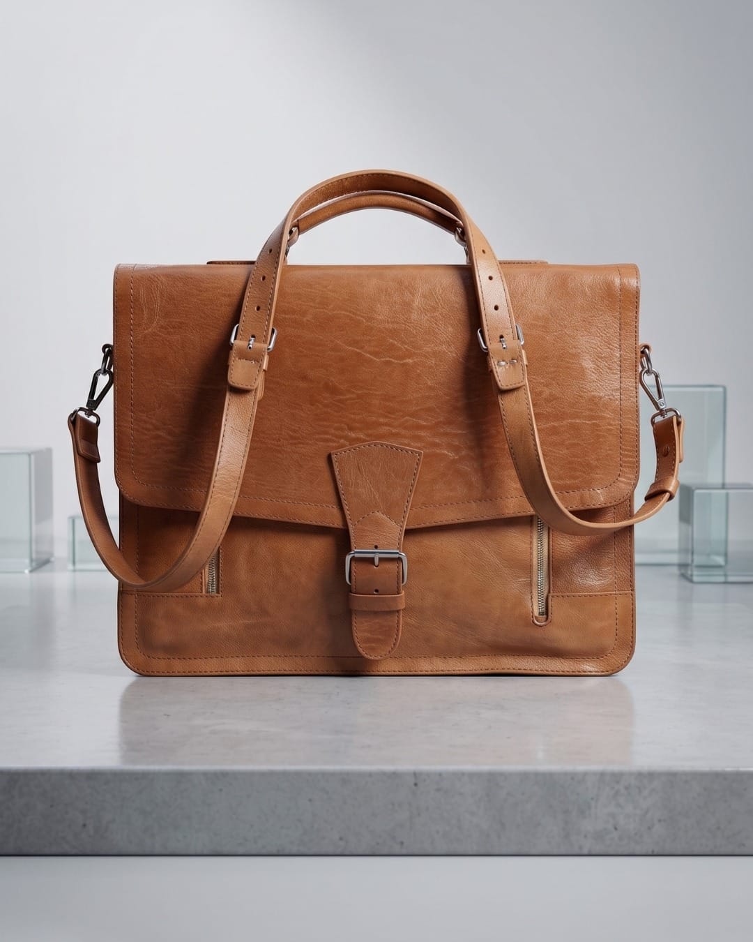 Classic Tan Leather Satchel