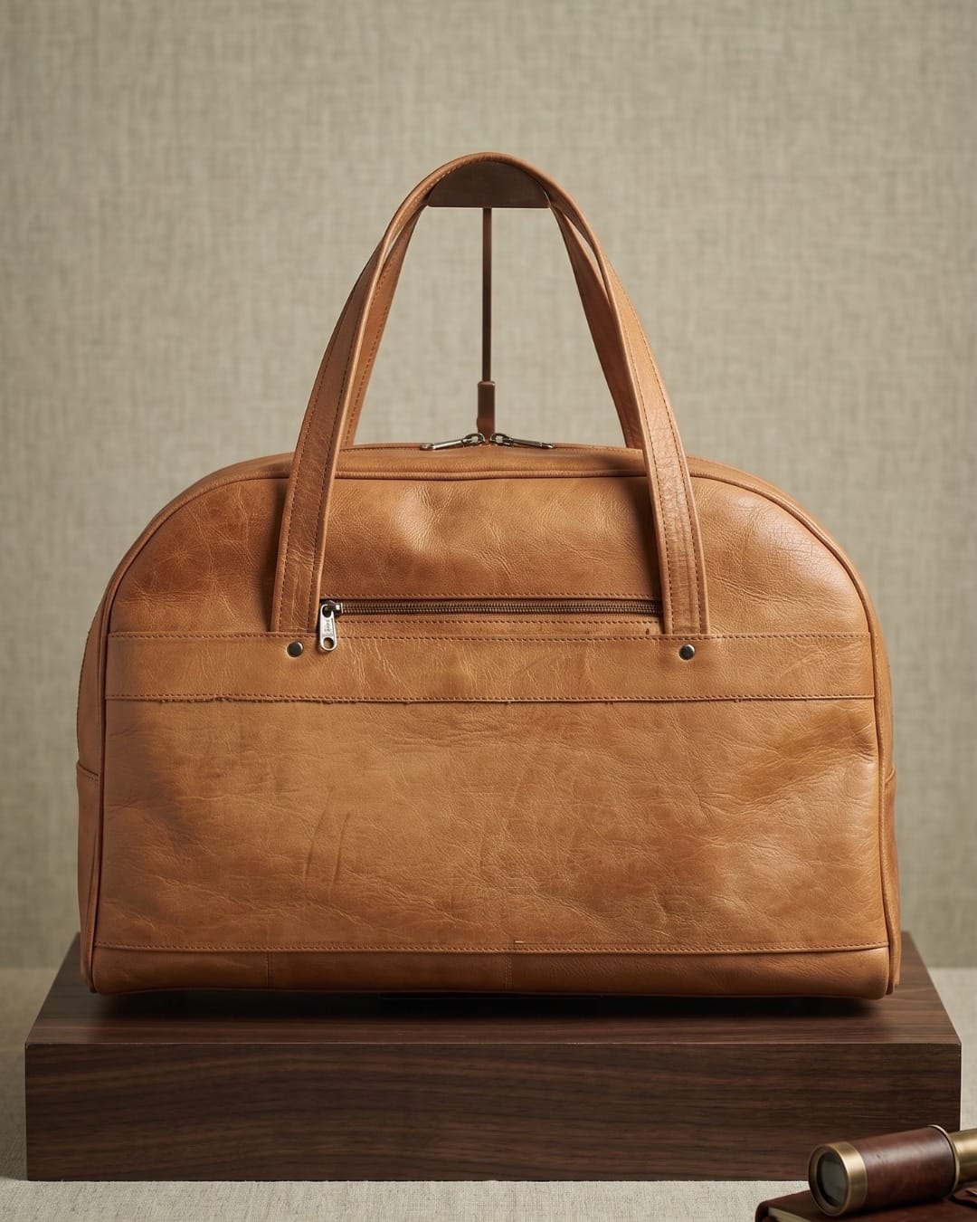 Camel Leather Hand Bag Duffel