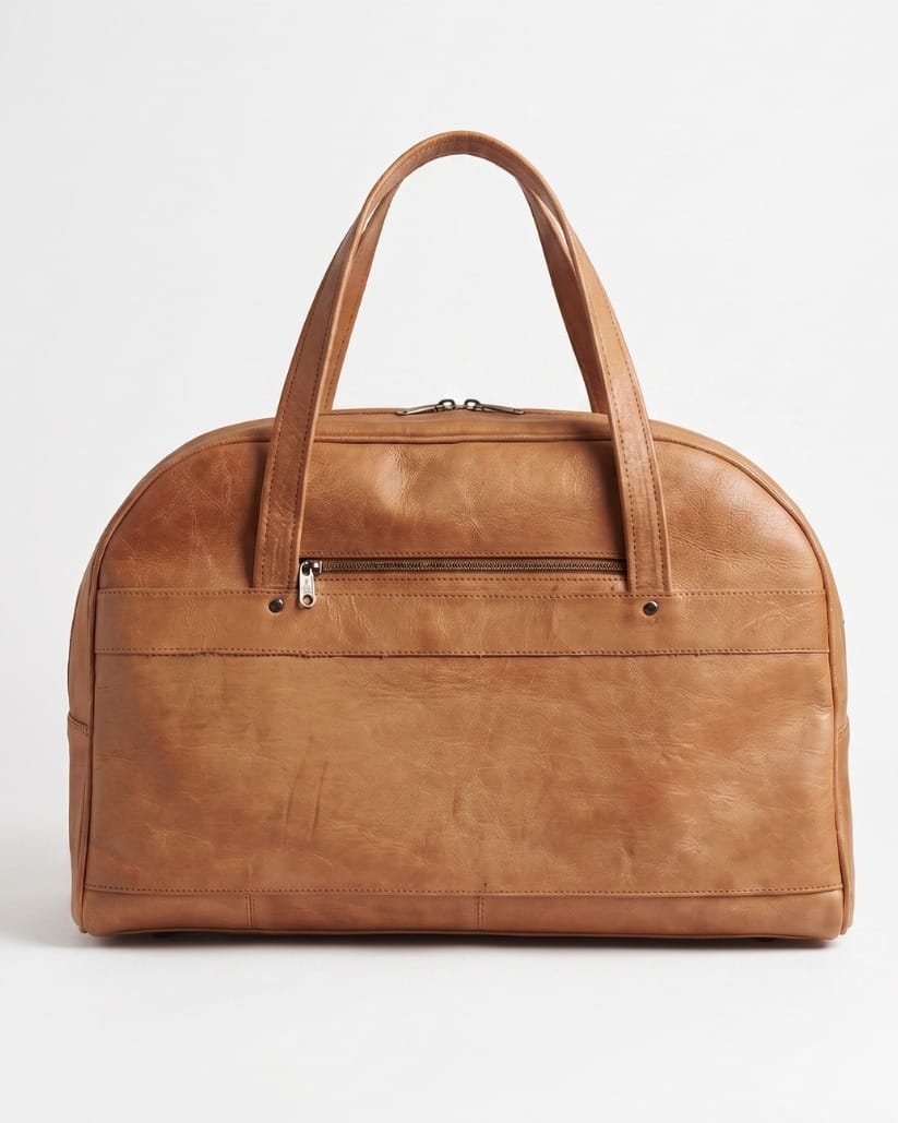 Camel Leather Hand Bag Duffel