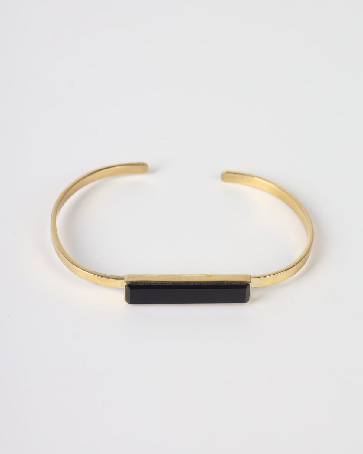 Elegant Black Agate Brass Cuff