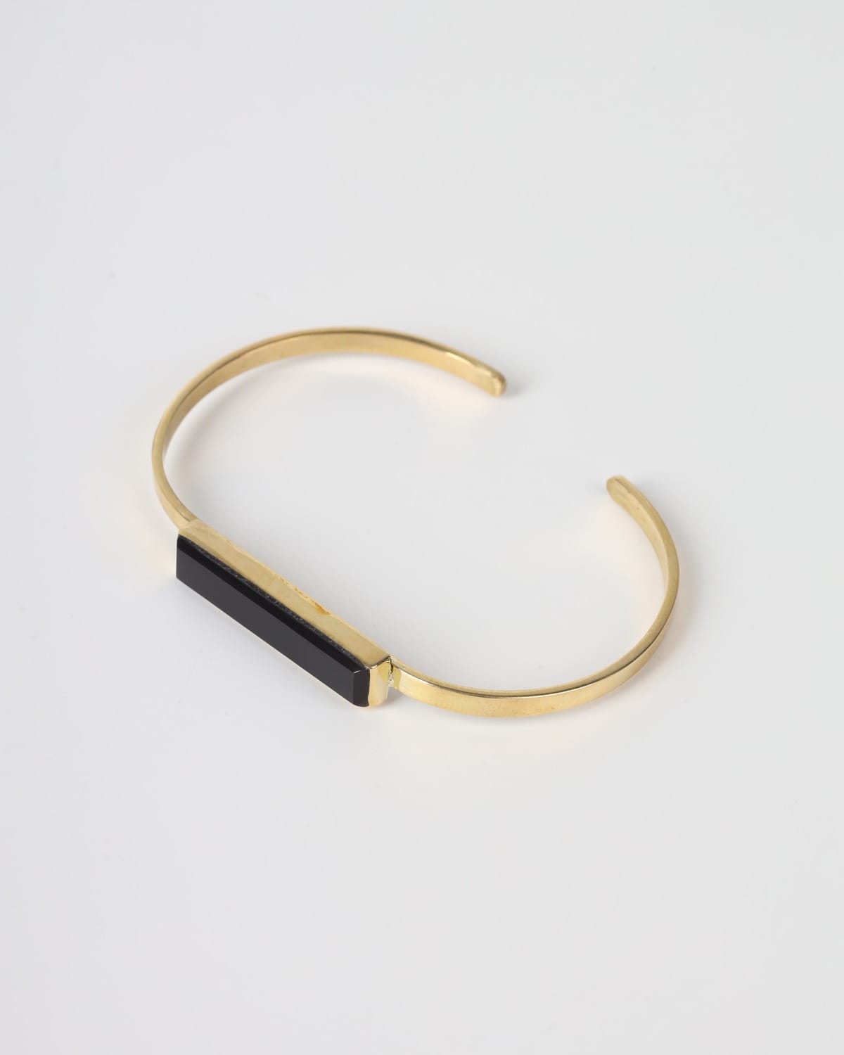 Elegant Black Agate Brass Cuff