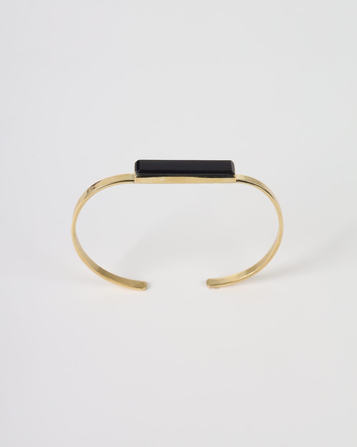 Elegant Black Agate Brass Cuff