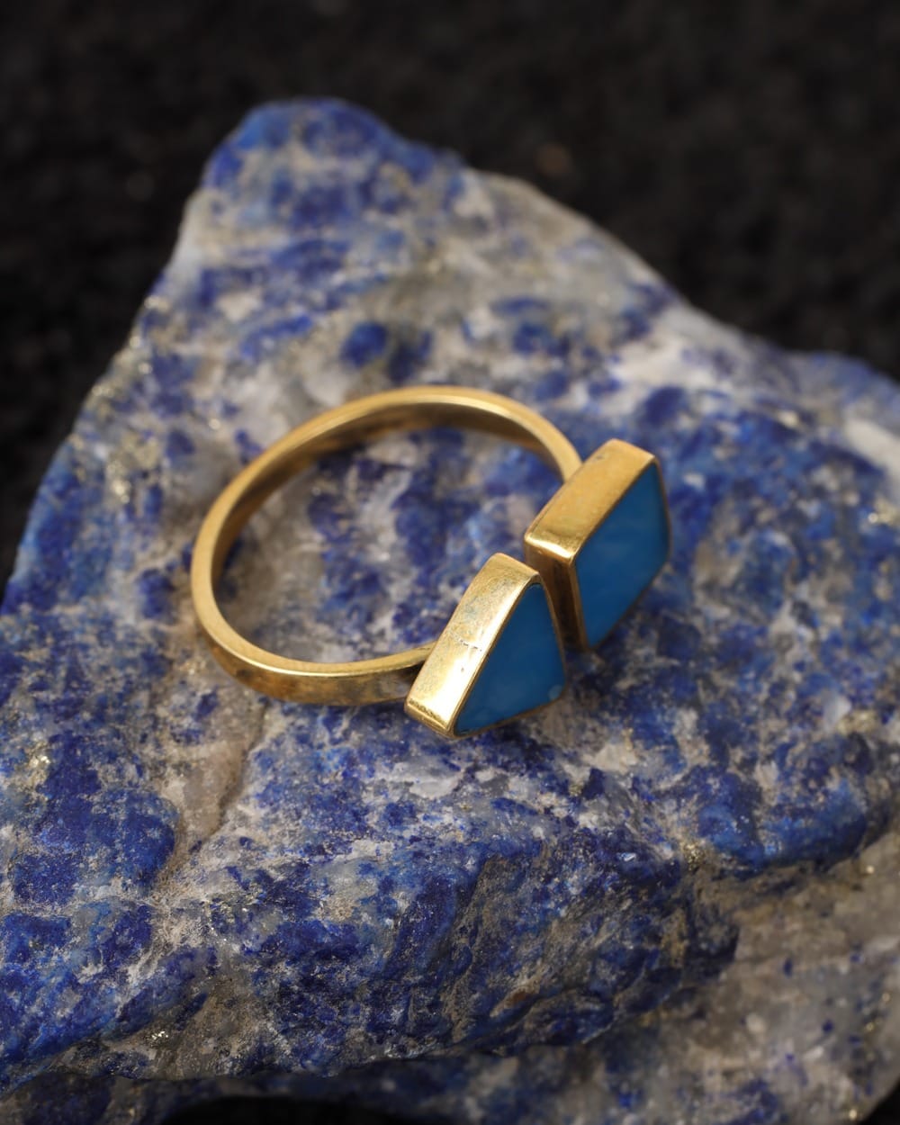 Dual Stone Blue Agate Ring