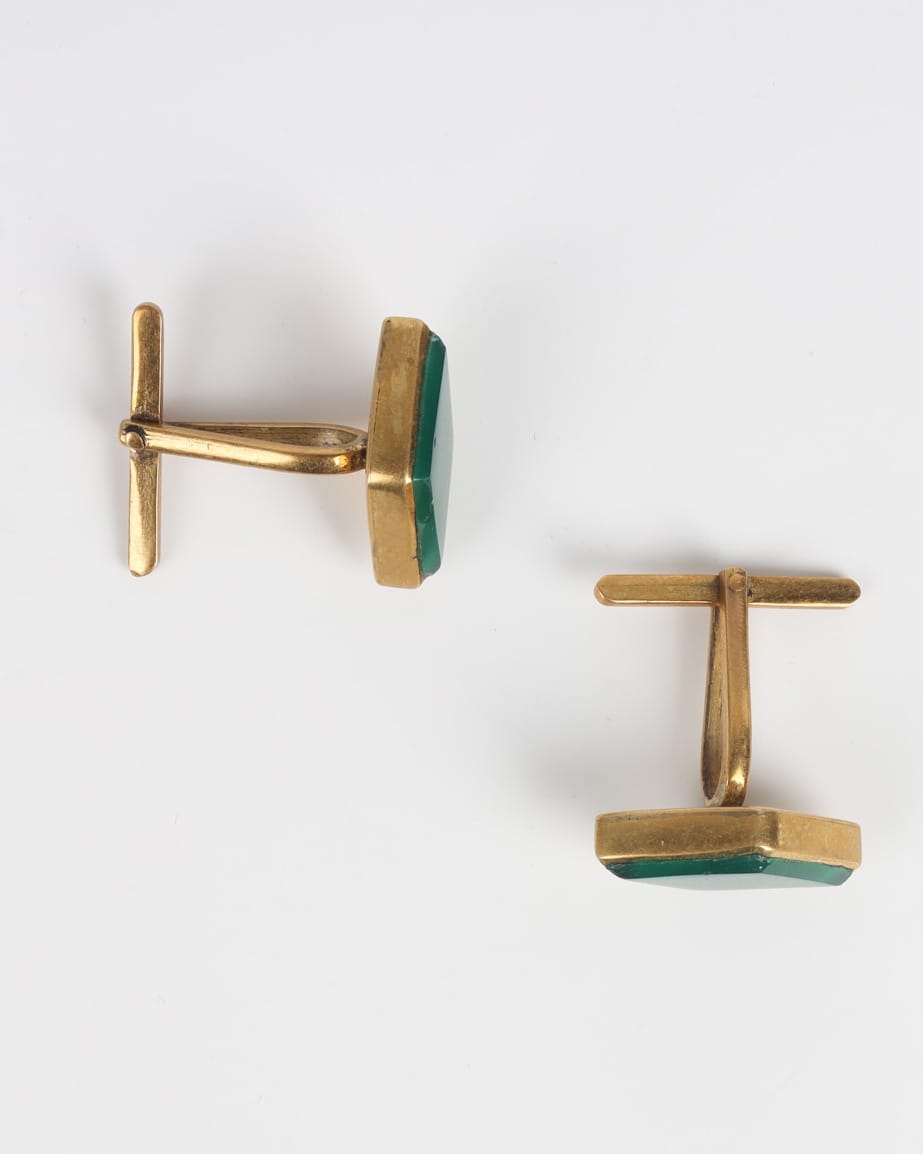 Green Agate Diamond-Shaped Cufflinks