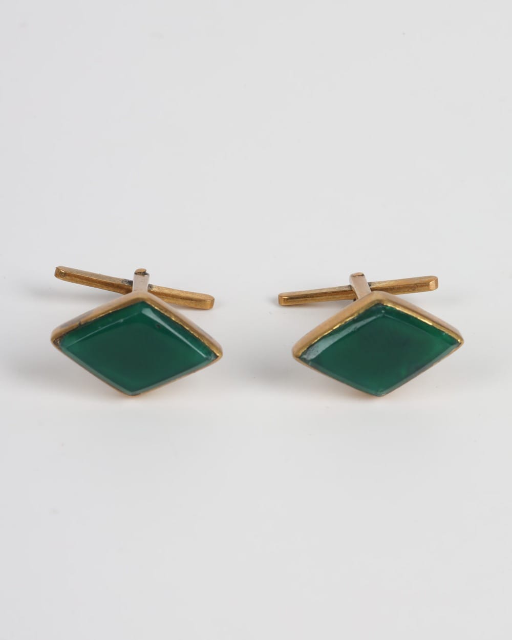 Green Agate Diamond-Shaped Cufflinks
