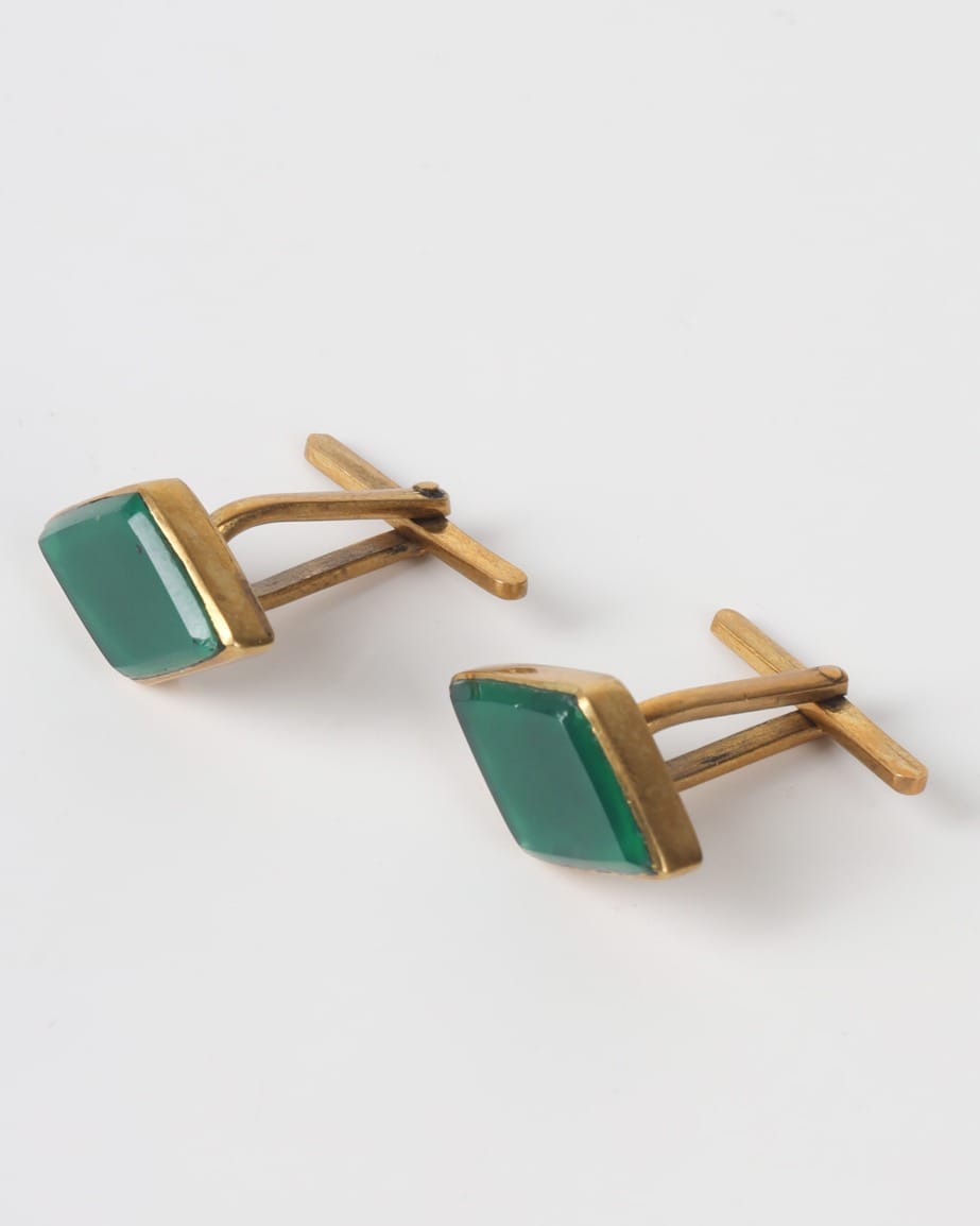 Green Agate Diamond-Shaped Cufflinks