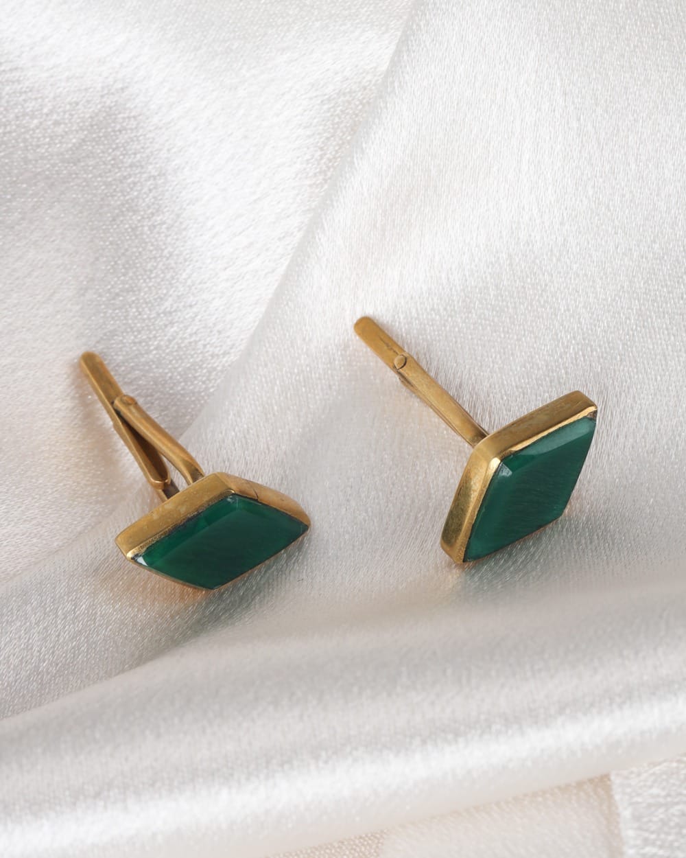 Green Agate Diamond-Shaped Cufflinks