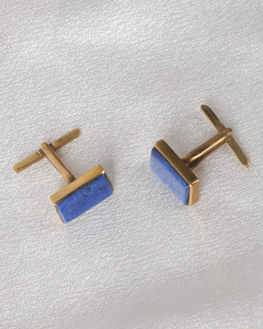 Dark Blue Lapis Brass Cufflinks
