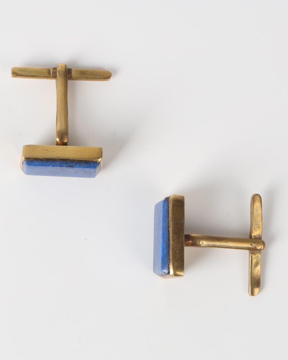 Dark Blue Lapis Brass Cufflinks