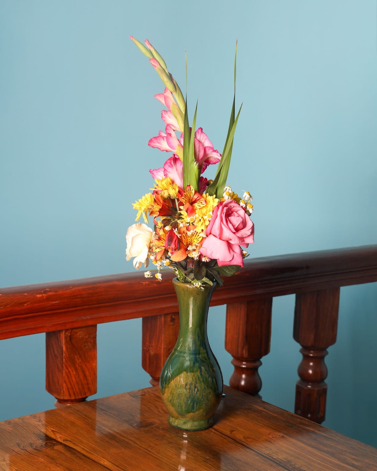 Green Ceramic Flower Vase Handmade