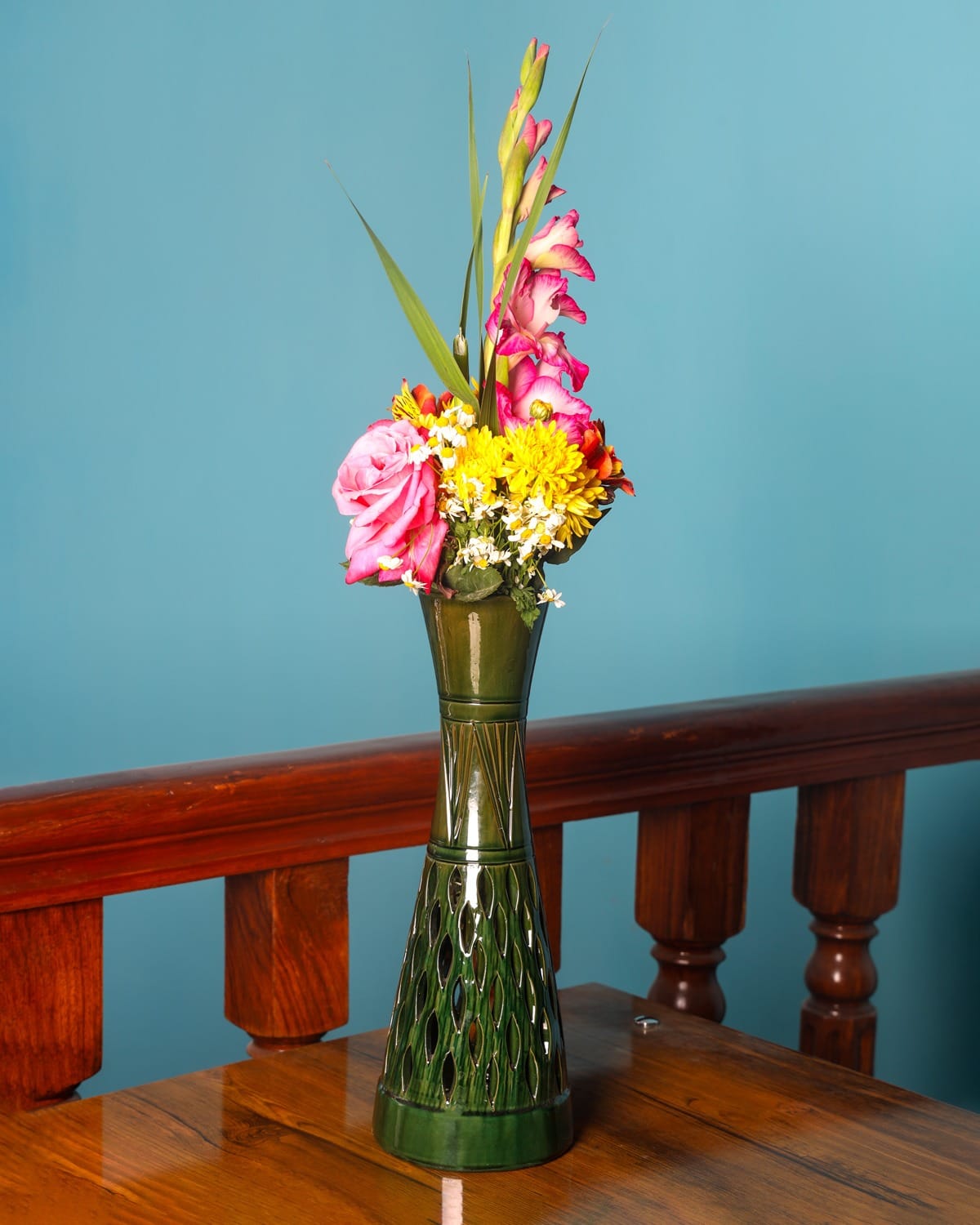Green Ceramic Flower Vase