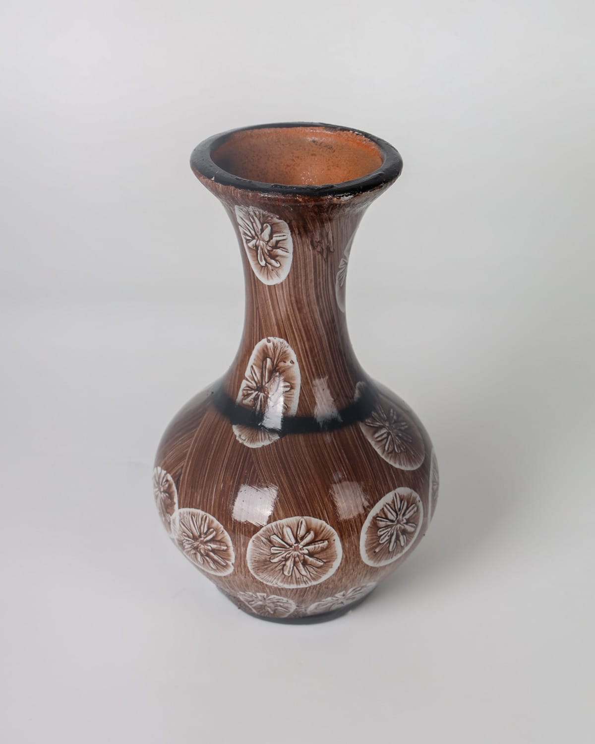 Brown Handcrafted Clay Flower Vase