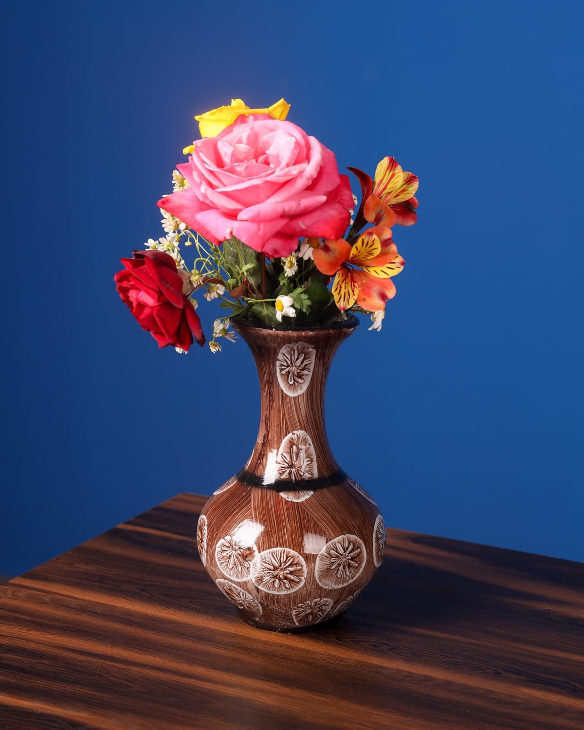 Brown Handcrafted Clay Flower Vase