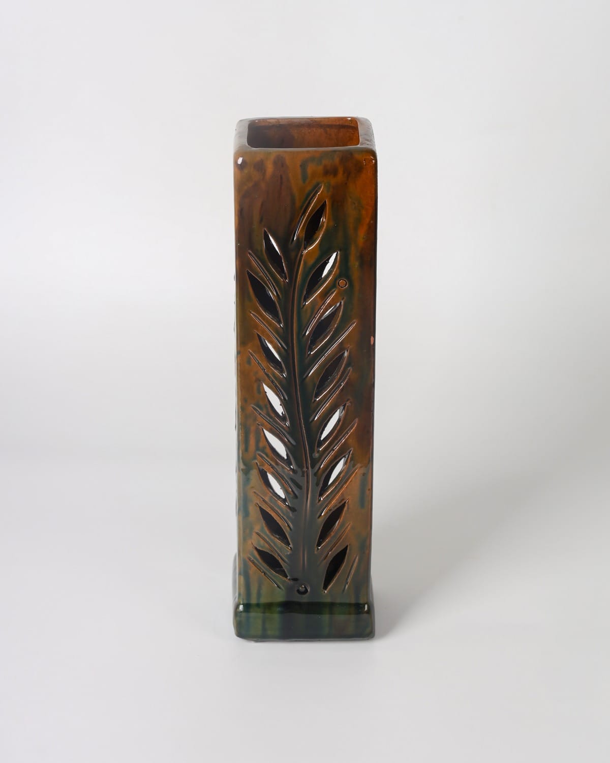 Artisan Ceramic Vase with Leaf Design