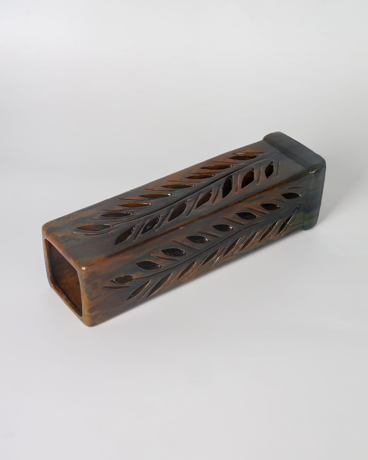 Artisan Ceramic Vase with Leaf Design