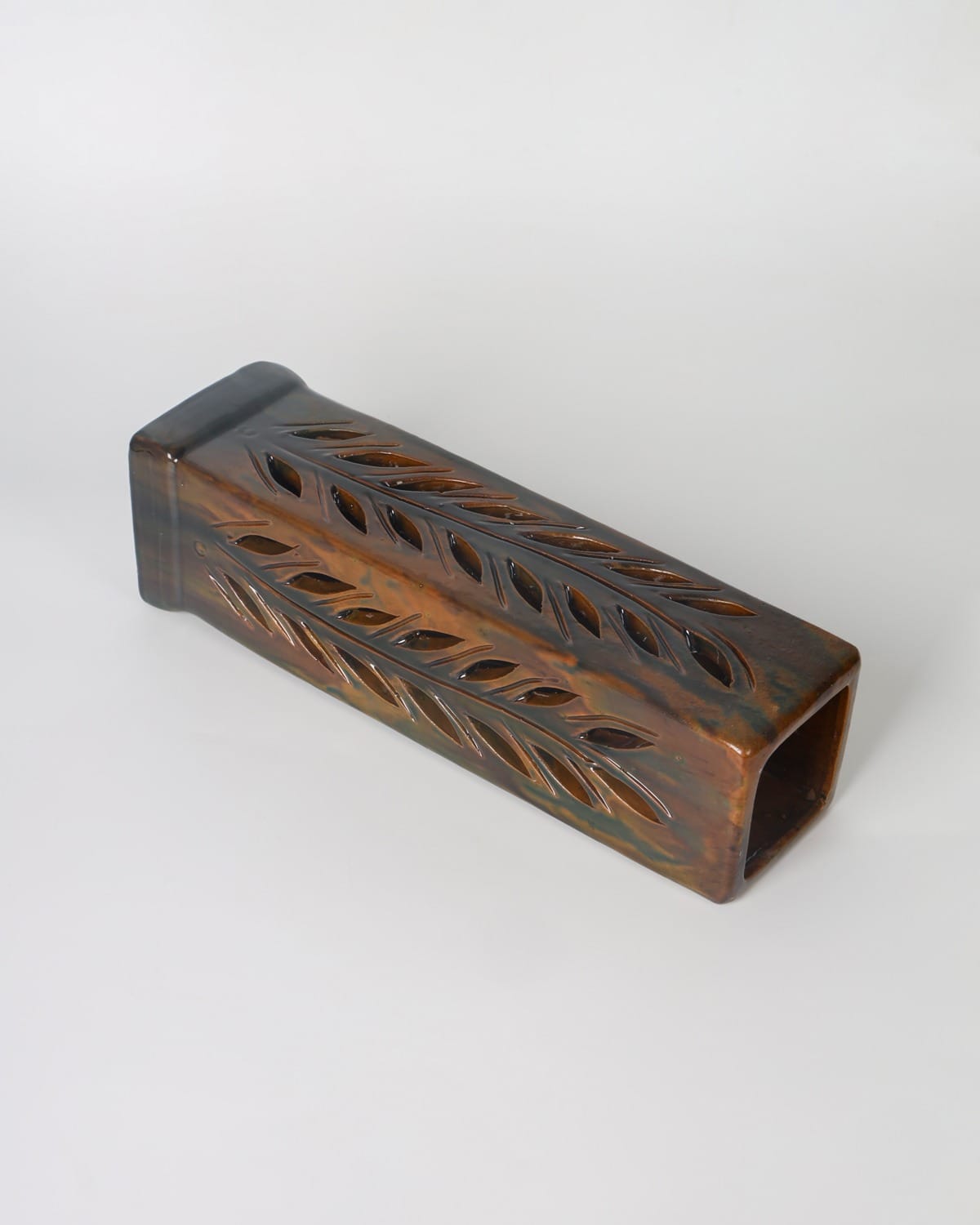 Artisan Ceramic Vase with Leaf Design