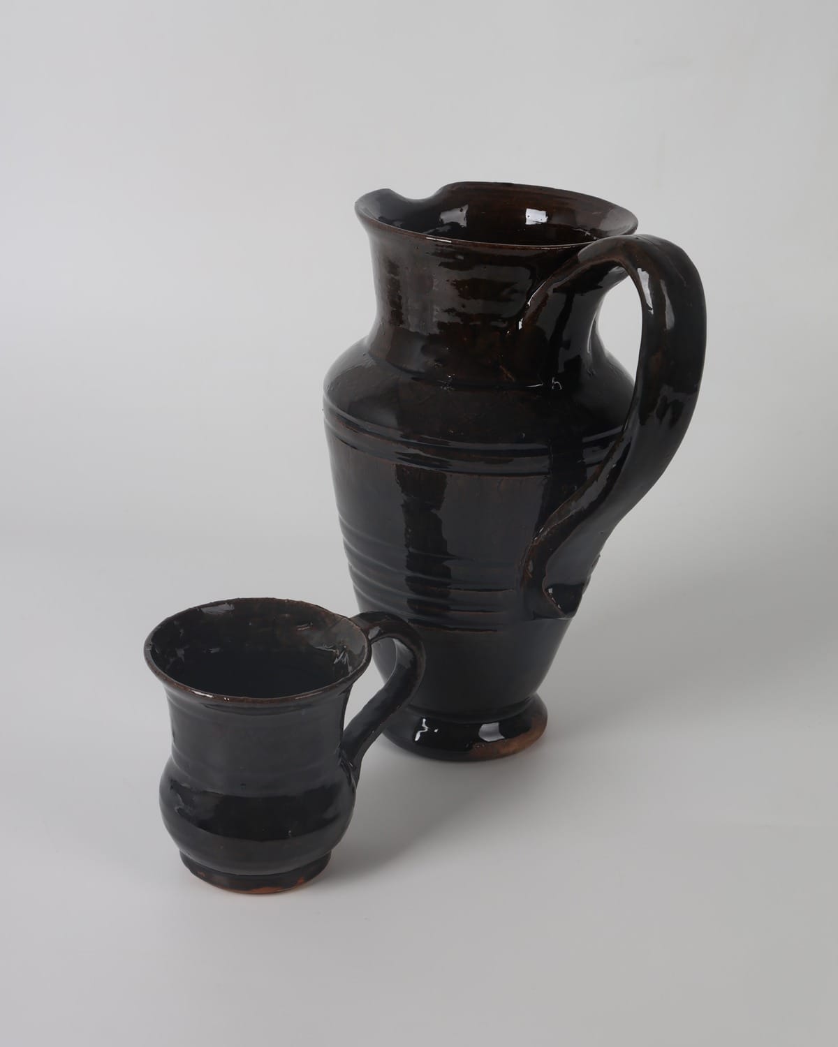 Clay Water Jug & Mug – Rustic Brown Ceramic Set
