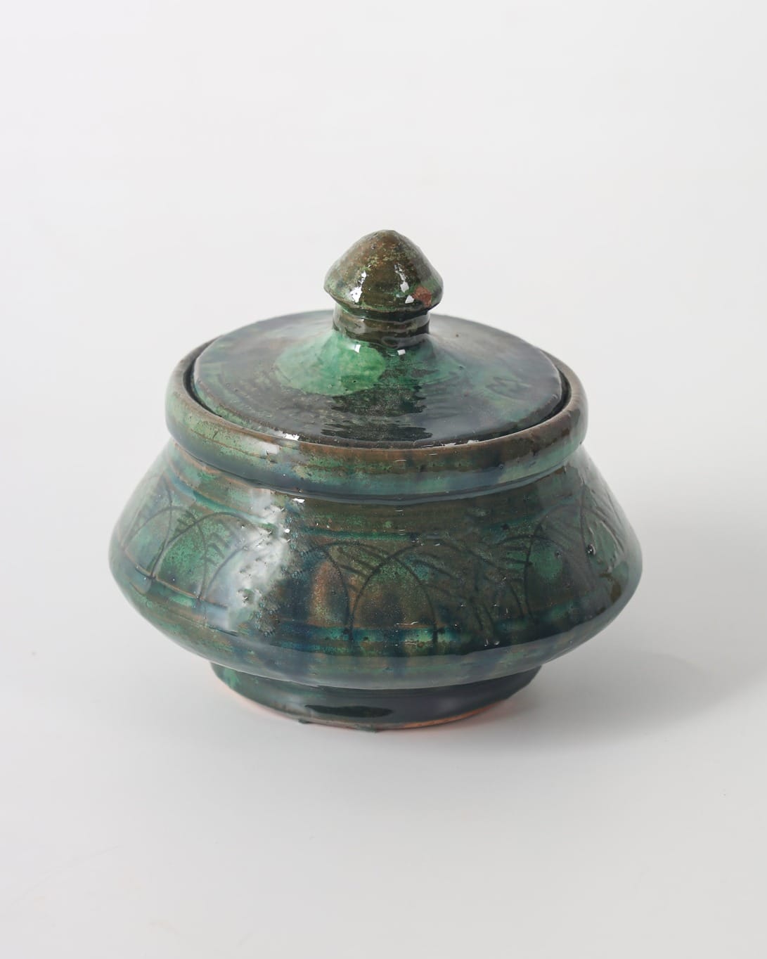 Small Ceramic Candy Bowl with Lid – Turquoise Green