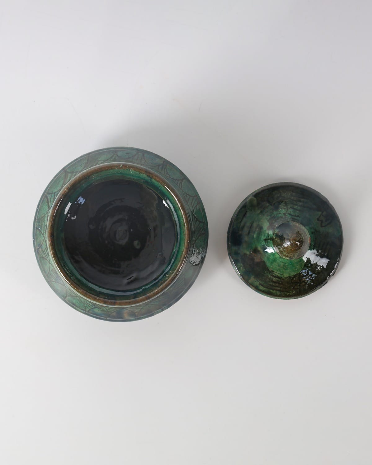 Small Ceramic Candy Bowl with Lid – Turquoise Green