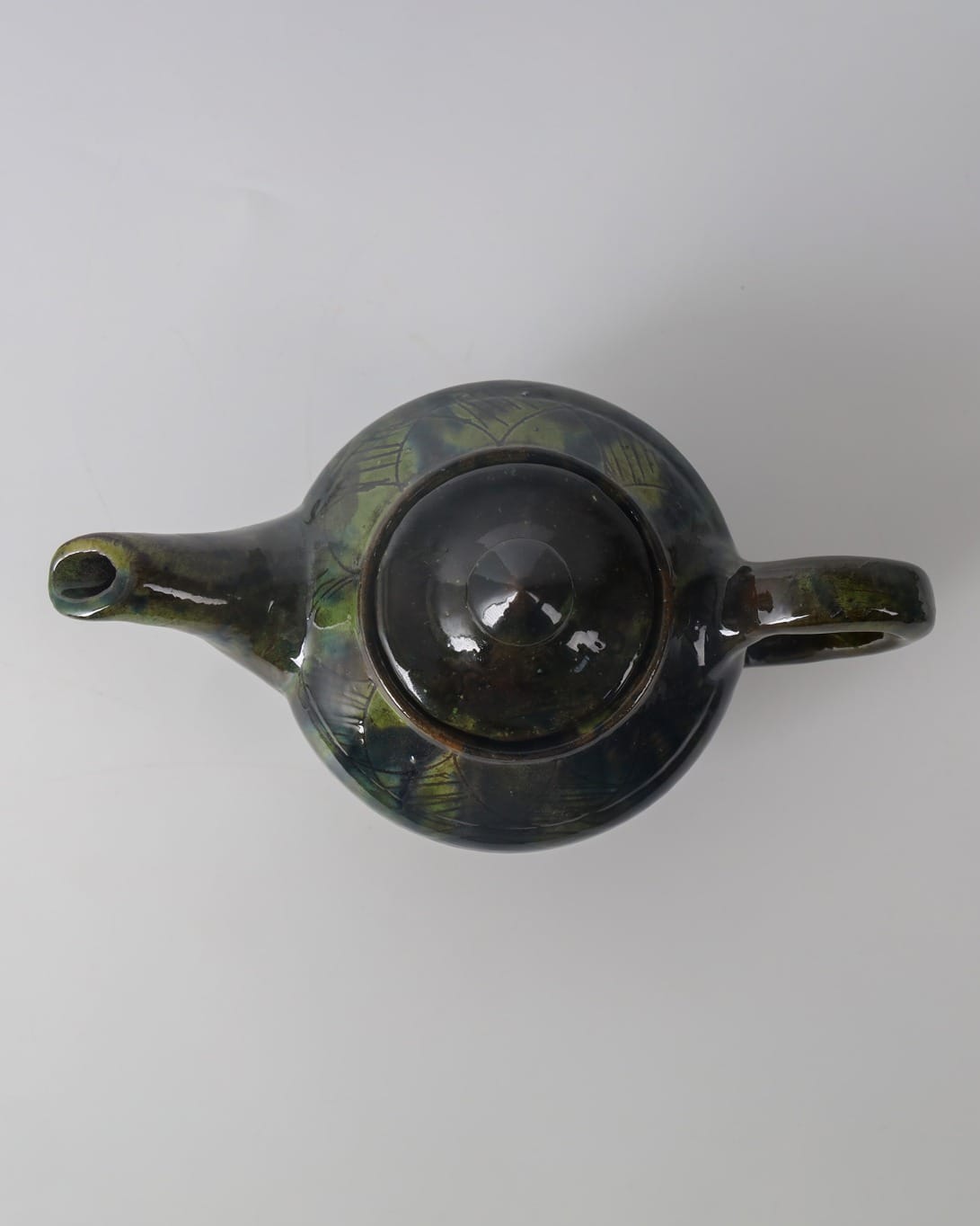 Dark Green Ceramic Teapot Set with 4 Matching Cups
