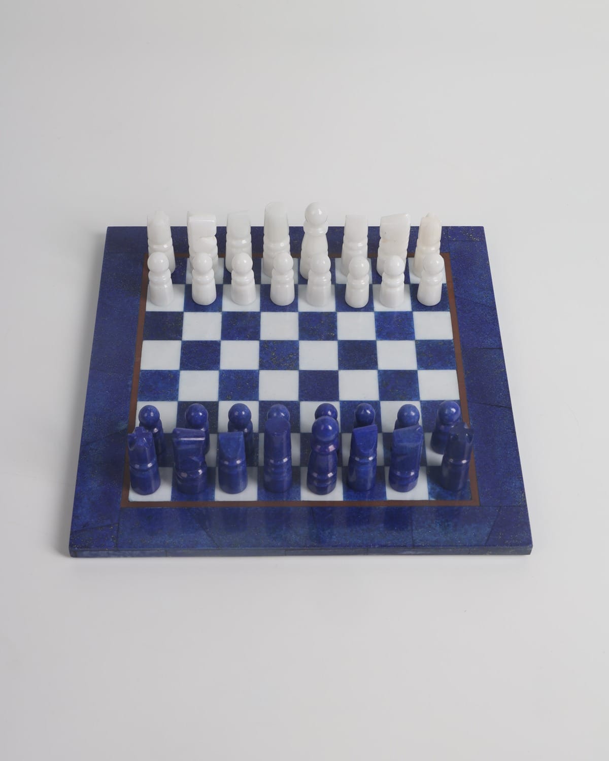 Blue Lapis Lazuli & White Marble Handmade Chess Set