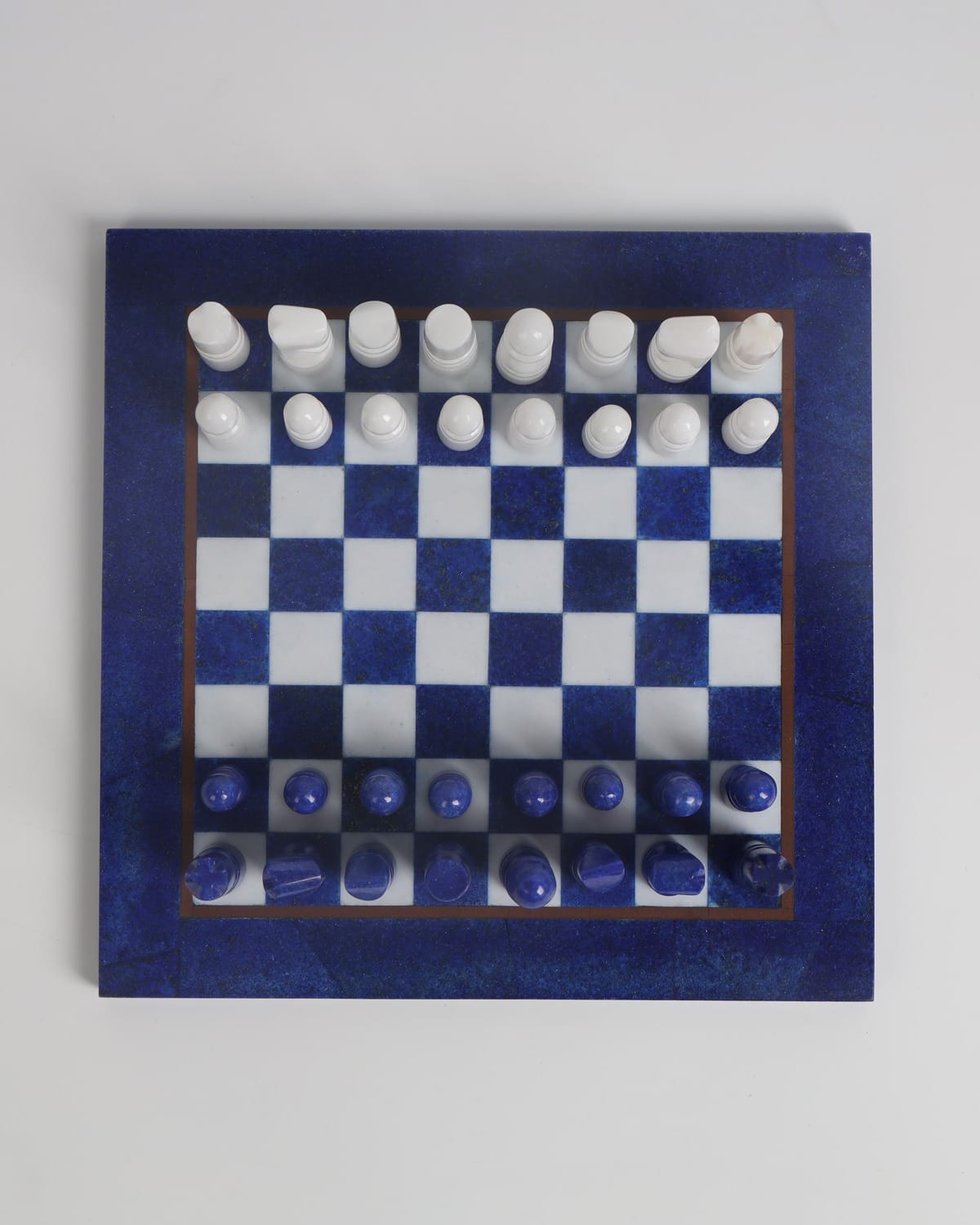 Blue Lapis Lazuli & White Marble Handmade Chess Set