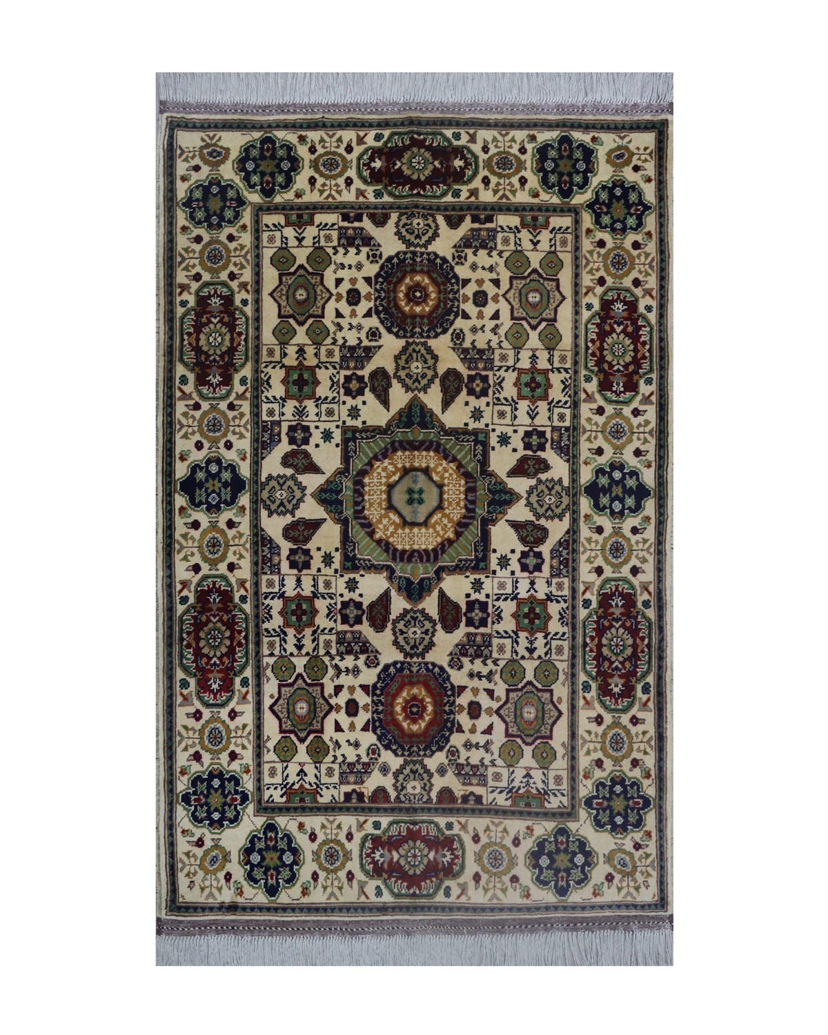 Turkmen Momlok Handwoven Wool Rug – 1x1.5 m