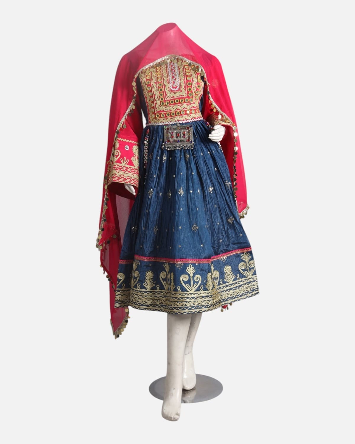 Mustard Gold & Crimson Afghan Dress