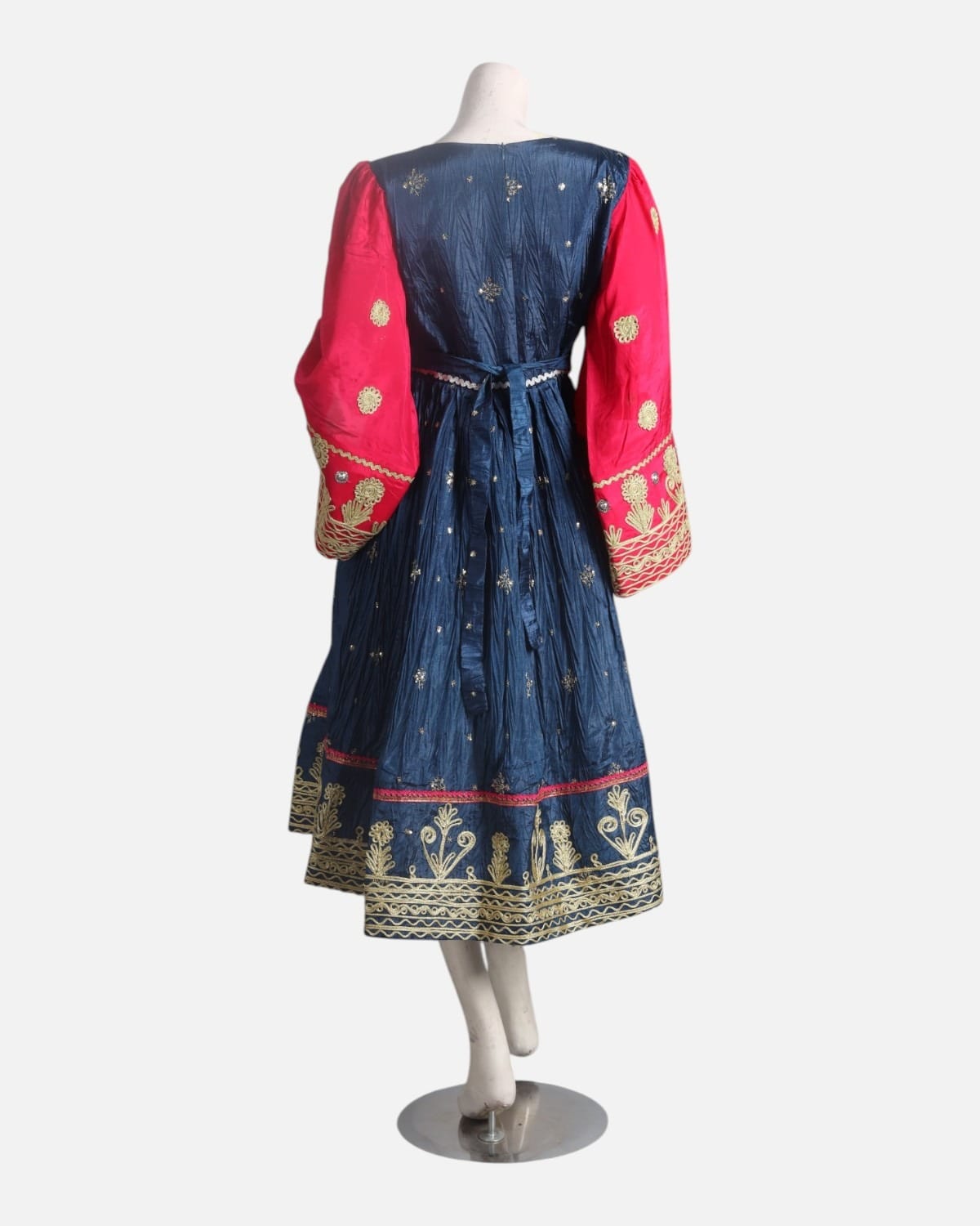 Mustard Gold & Crimson Afghan Dress