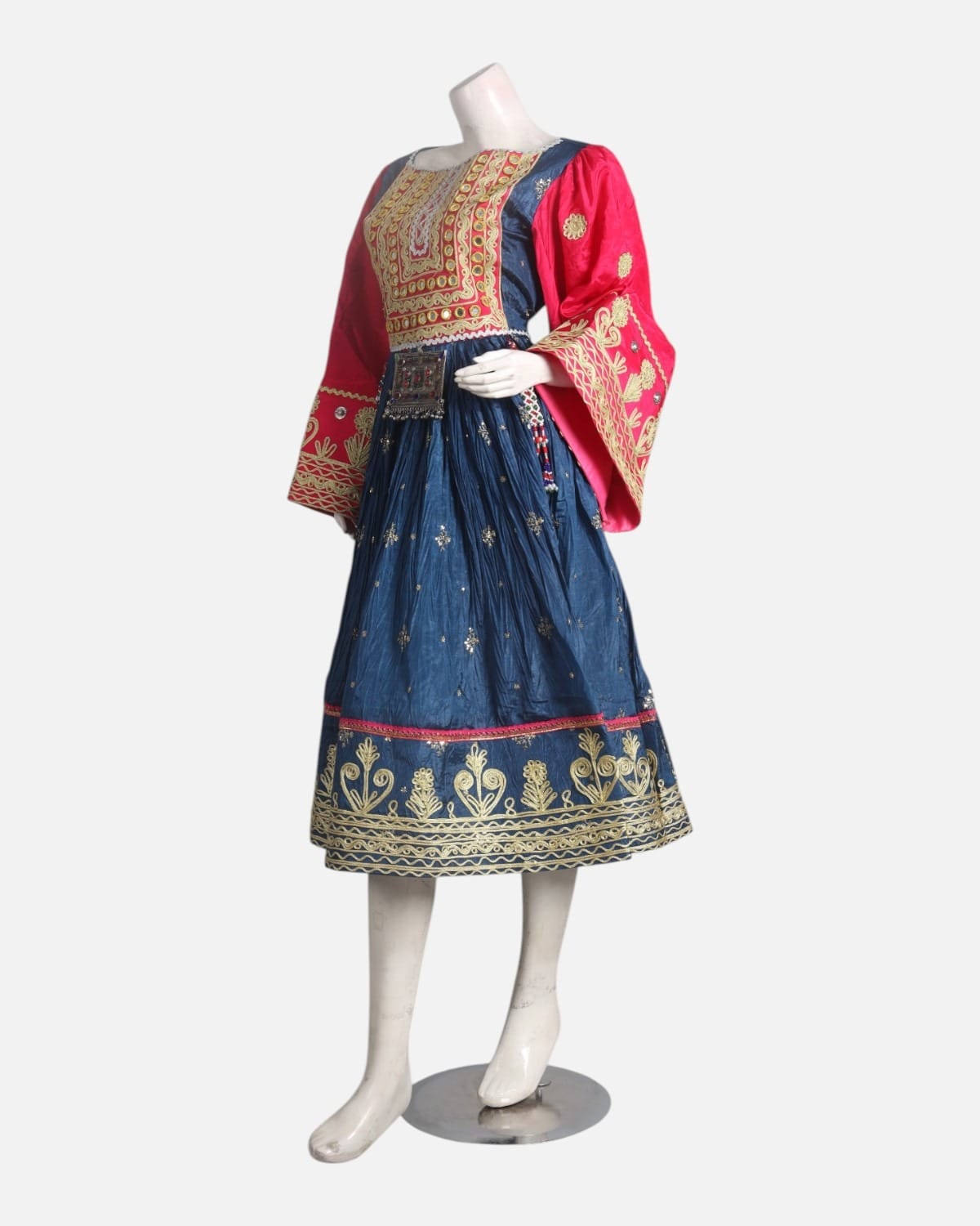 Mustard Gold & Crimson Afghan Dress