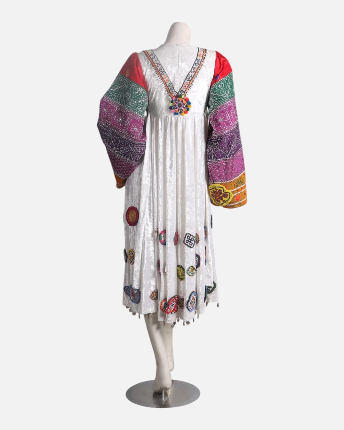 Ivory Afghan Dress with Crimson Shawl
