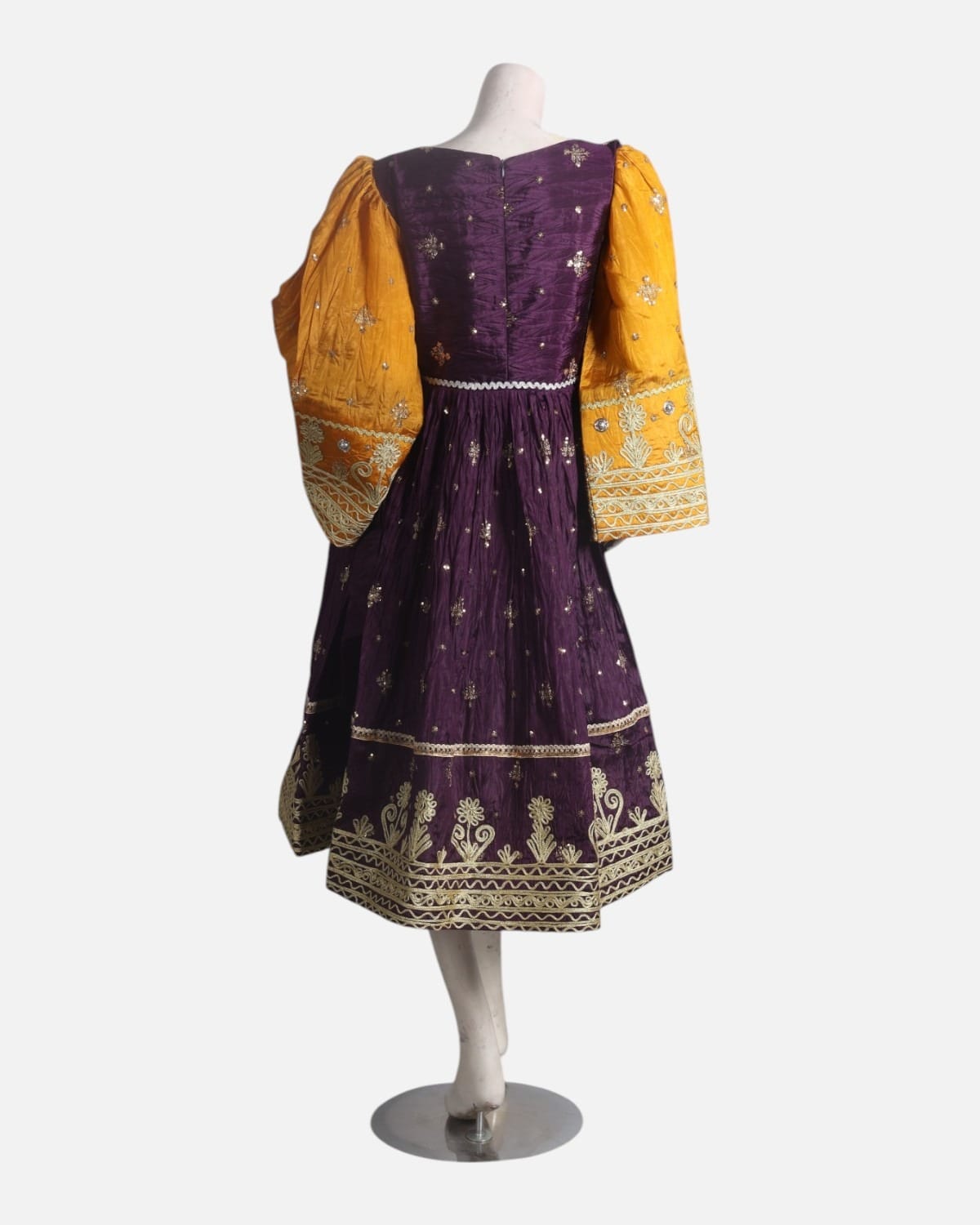 Royal Plum Afghan Dress with Golden Embroidery