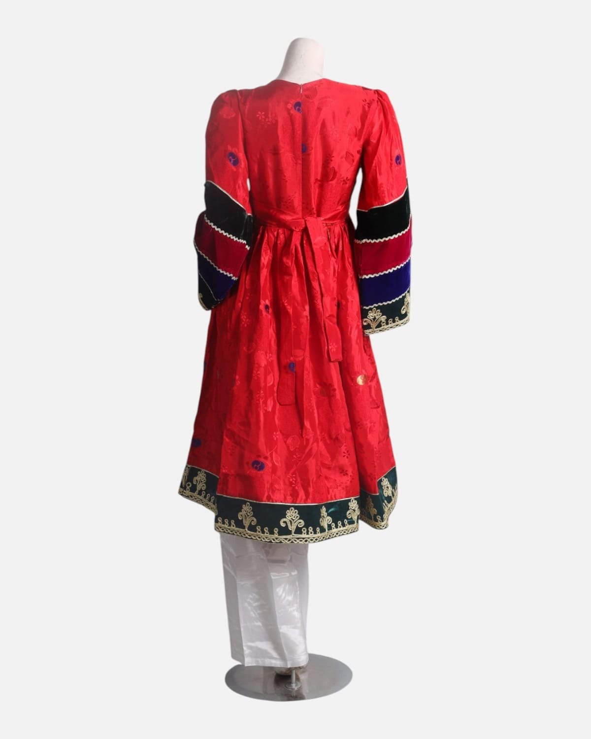 Red Afghan Dress with White Shawl