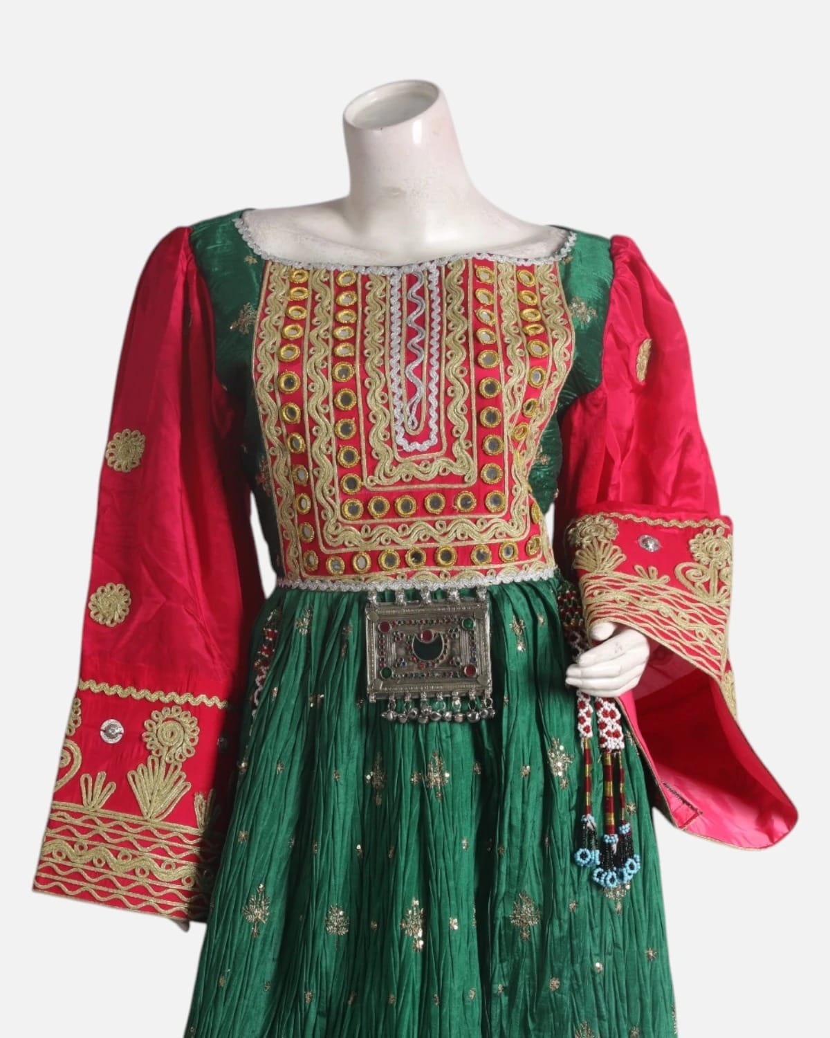 Emerald Afghan Dress with Fuchsia Shawl