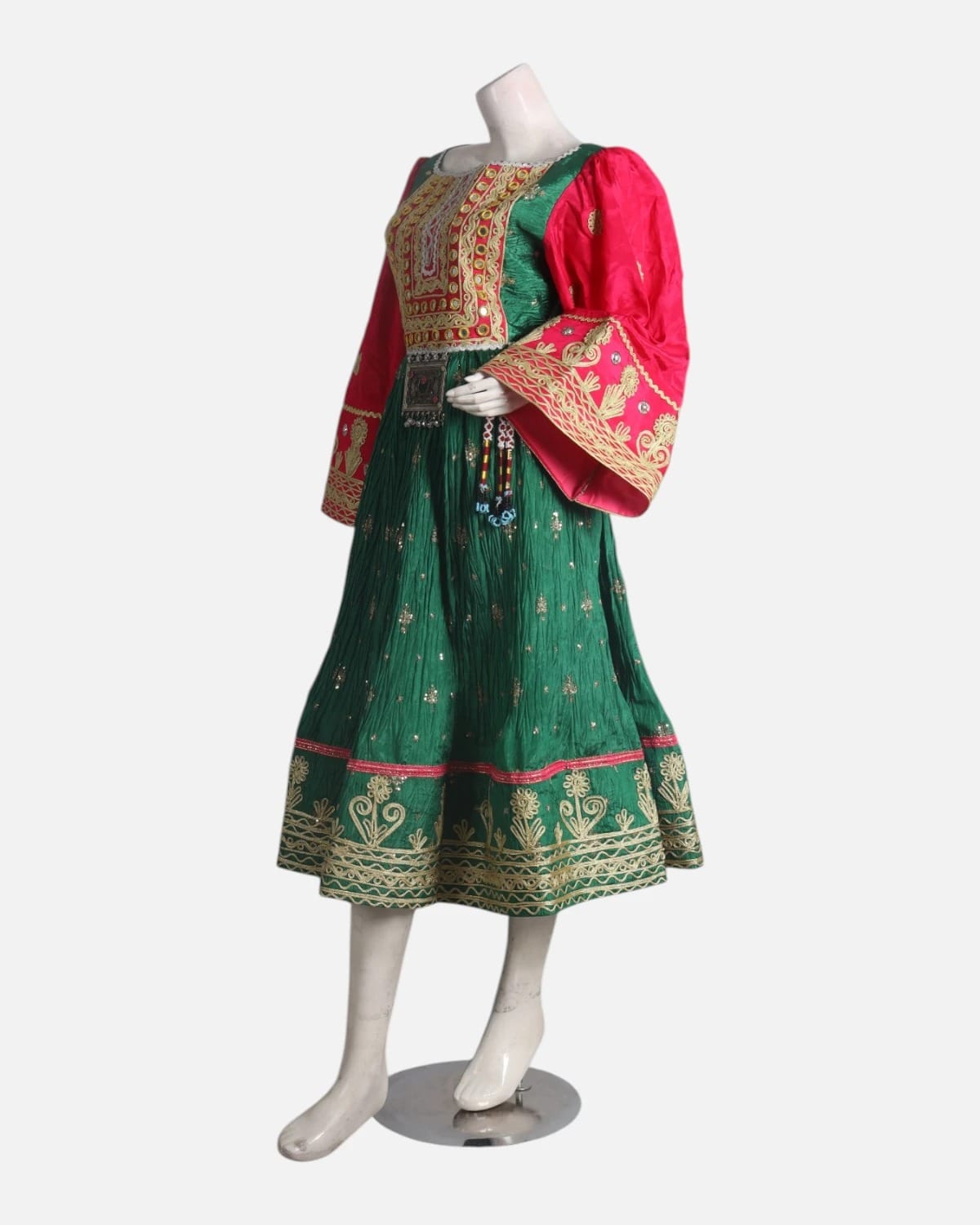 Emerald Afghan Dress with Fuchsia Shawl
