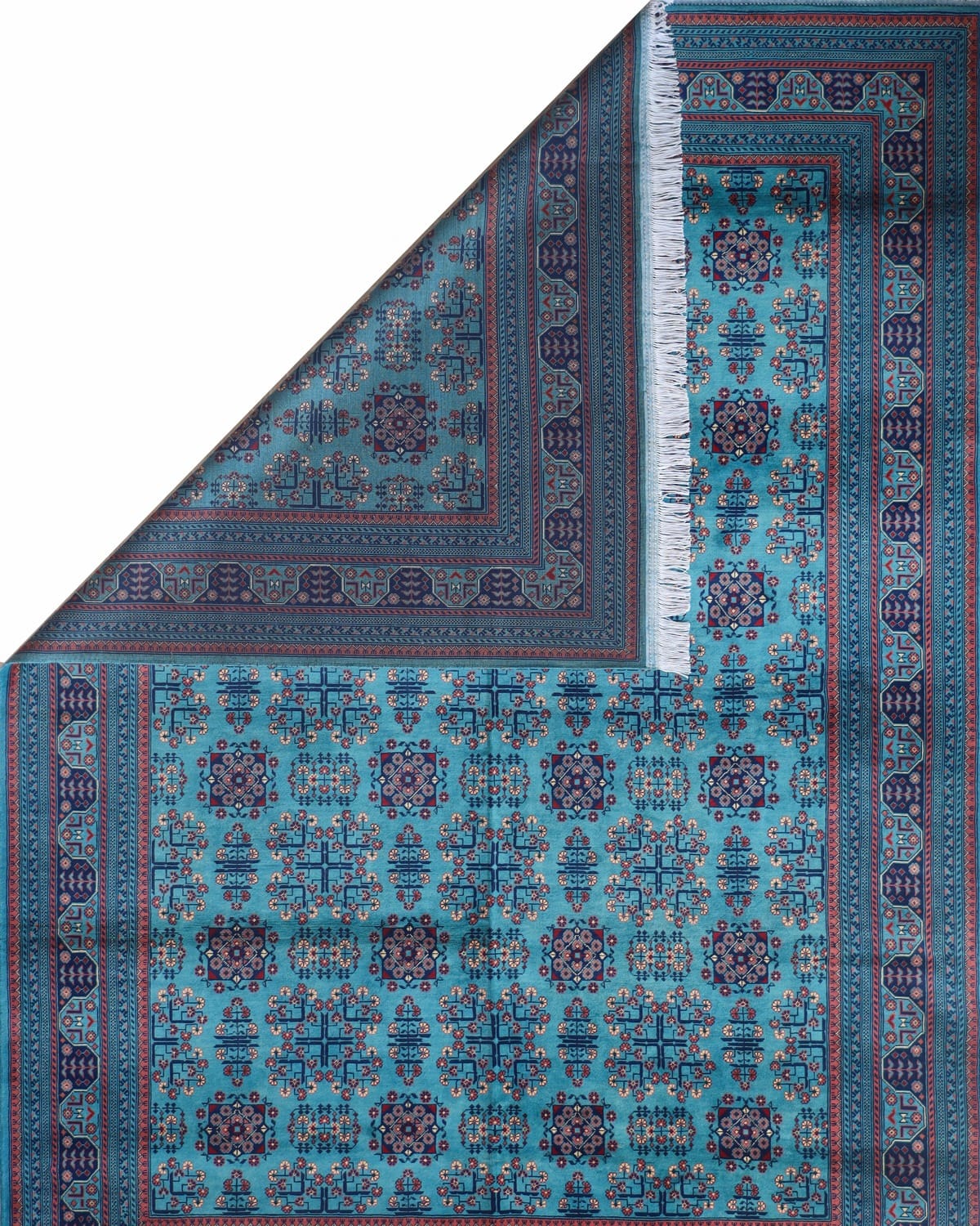 Bukhara Turkmen Wool Rug Turquoise Blue