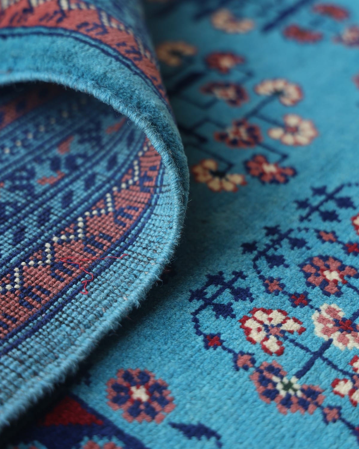 Bukhara Turkmen Wool Rug Turquoise Blue