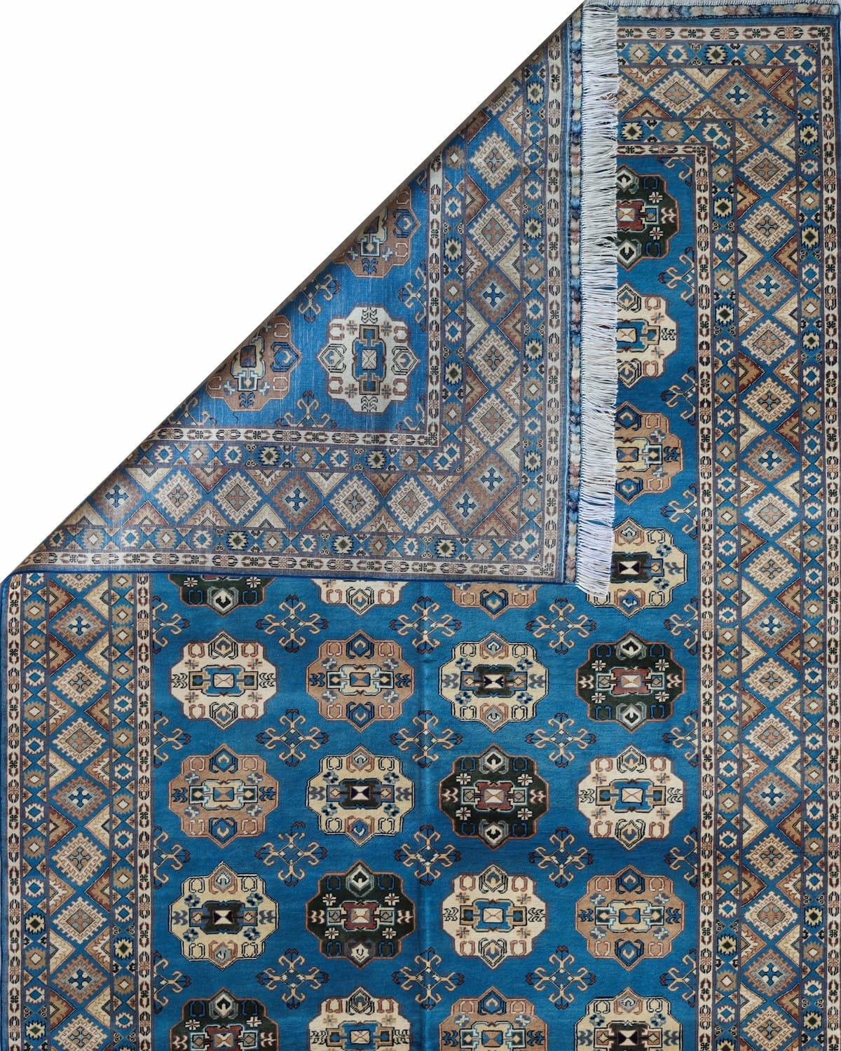 Aseel Blue Turkmen Handwoven Wool Rug