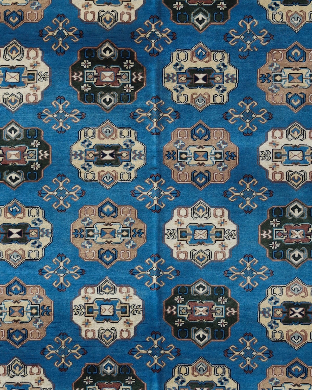 Aseel Blue Turkmen Handwoven Wool Rug